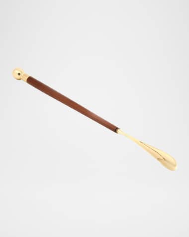 Bey-Berk Teak Wood Shoe Horn w/ Brass Accents