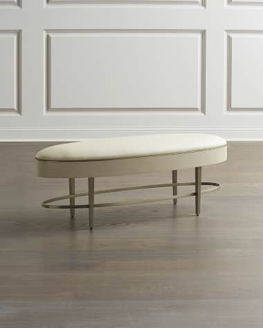 Global Views Ellipse Leather Oval Bench