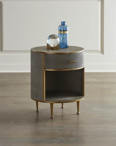 Four Hands Faux Shagreen Round Nightstand