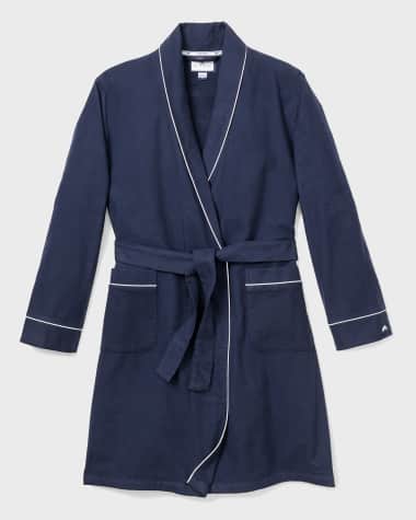 Petite Plume Flannel Contrast-Piping Robe, Size 2-14