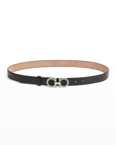 Ferragamo Strass Gancini-Buckle Leather Belt