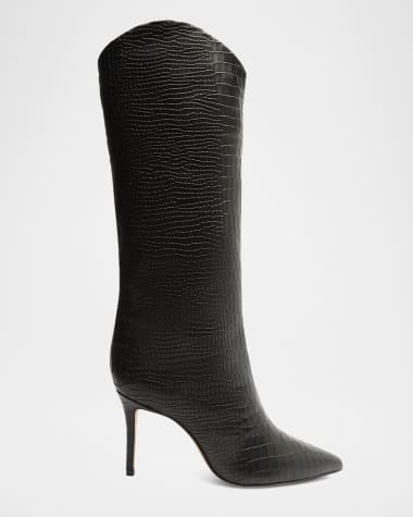 Schutz Maryana Snake-Print Leather Knee Boots