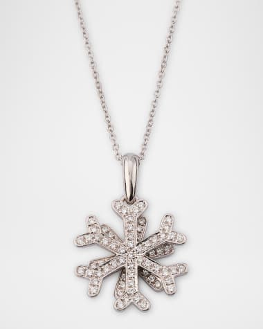 NM Estate Estate MarinaB 18K White Gold Diamond Snowflake Necklace