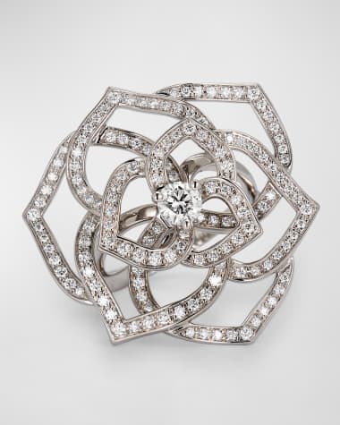 PIAGET 18K White Gold Diamond Openwork Rose Ring