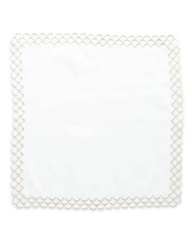 Nomi K Hand Embroidered Peacock Linen Napkin