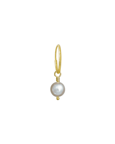 Lee Brevard 18K White Pearl Drop Earring, Single, 6mm