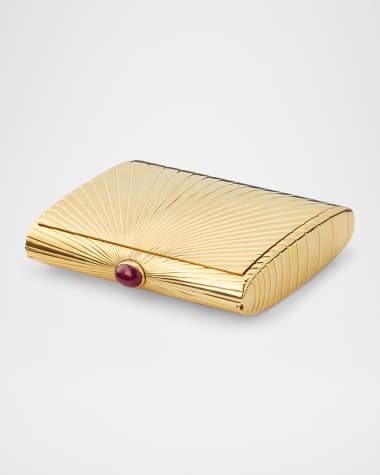 NM Estate Estate Cartier 18K Yellow Gold Cabochon Ruby Compact Mirror