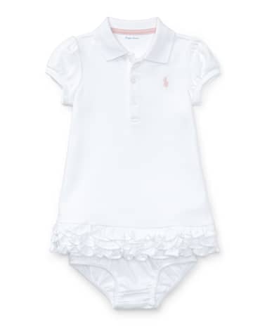 Ralph Lauren Childrenswear Cupcake Ruffle Hem Polo Dress With Bloomers, Size 6M-18 M