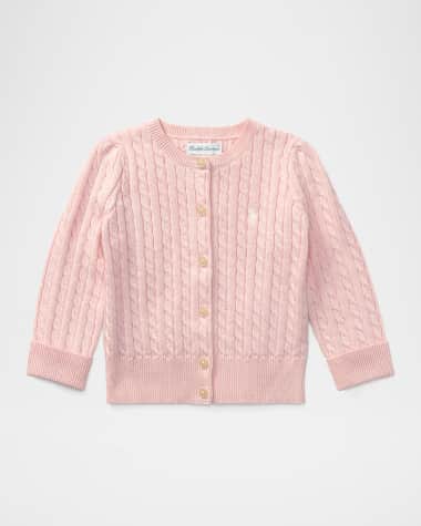 Ralph Lauren Childrenswear Cable Knit Cotton Cardigan, Size 3-12 Months
