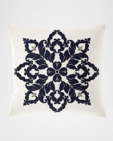 Callisto Home Velvet & Linen Beaded Decorative Pillow