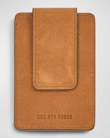 Shinola Men's Leather Card Case with Magnetic Money Clip
