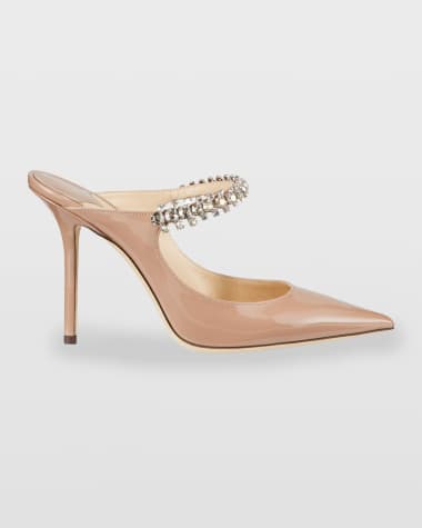 Jimmy Choo Bing Patent Crystal-Strap High-Heel Pumps