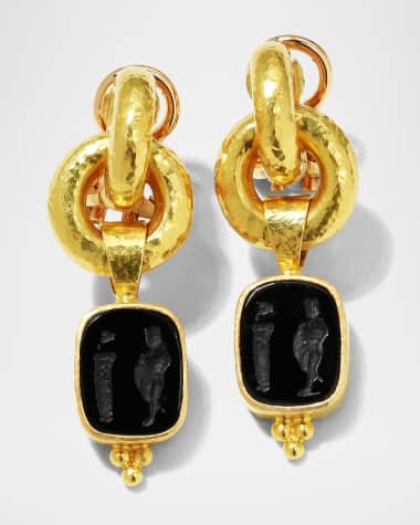 Elizabeth Locke Amber "God and Pillar" Cheerio Drop Earrings