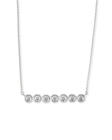 Roberto Coin 18k White Gold Diamond-Bezel Bar Necklace