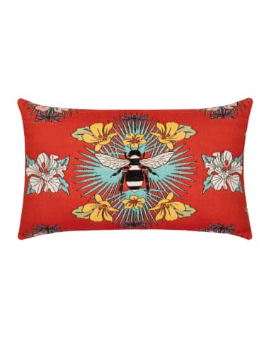 Elaine Smith Tropical Bee Lumbar Sunbrella Pillow