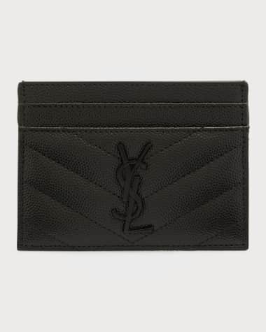 Saint Laurent YSL Monogram Card Case in Grained Leather