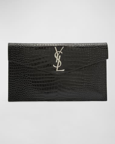 Saint Laurent Uptown YSL Pouch in Croc-Embossed Leather