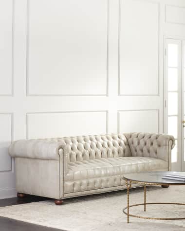 Neiman-Marcus Three Piece Tufted Leather Sectional Sofa at 1stDibs