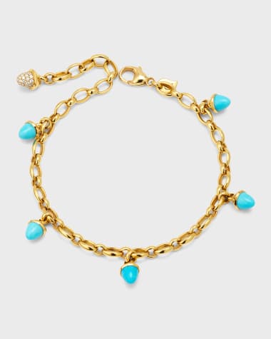 Tamara Comolli Mikado 18k 5-Turquoise Charm Bracelet w/ Diamond Pave
