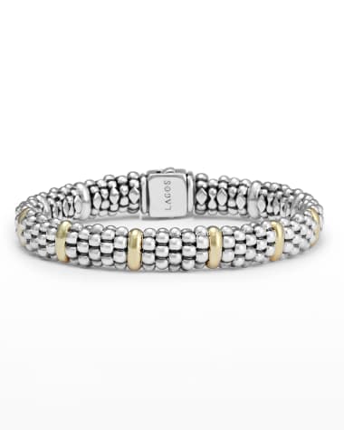 LAGOS 9mm Silver Station Caviar Bracelet