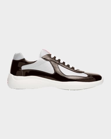 Prada Men's America's Cup Patent Leather Patchwork Sneakers