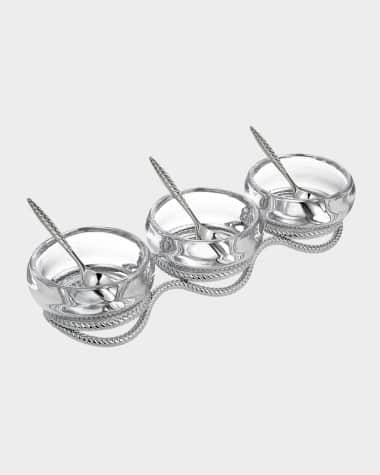 Nambe Braid Triple Condiment Set with Spoons