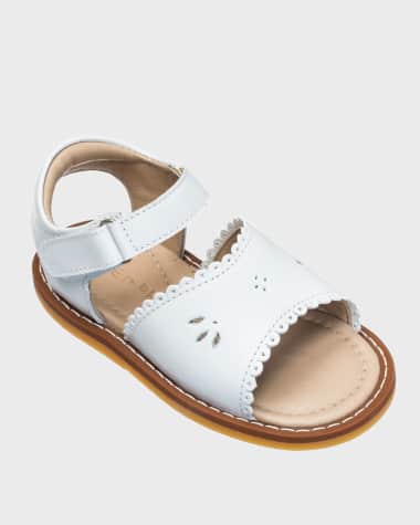 Elephantito Girls' Classic Leather Scalloped Sandal, Toddler/Kids