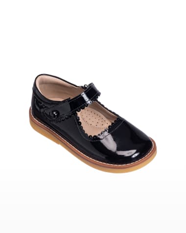 Elephantito Girl's Scalloped Leather Mary Janes, Toddler