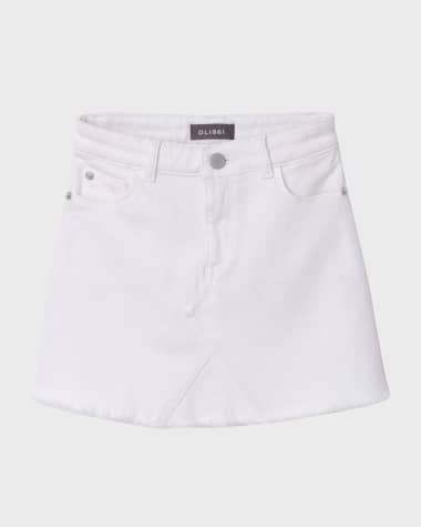 DL1961 Jenny Raw-Edge Mini Skirt, Size 7-18