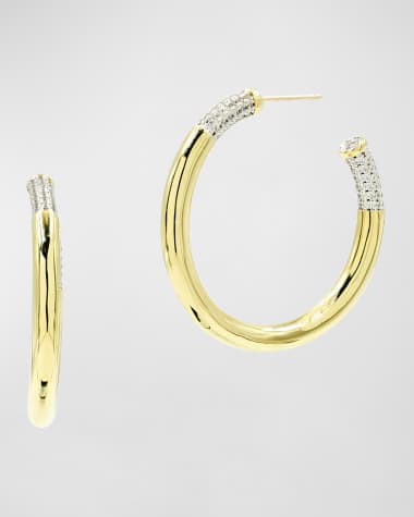 Freida Rothman Radiance Chunky C-Hoop Earrings, Yellow Gold