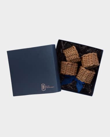 Blue Pheasant Hampton Honey Rattan Napkin Rings, Set of 4