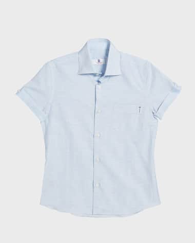 Stefano Ricci Kids' Striped Short-Sleeve Shirt, Size 6-14