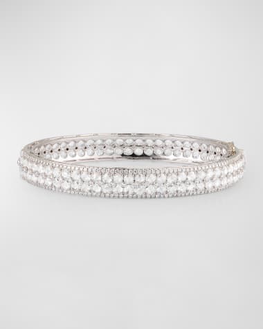 64 Facets Linear 18K White Gold Diamond Bangle, 10.12tcw