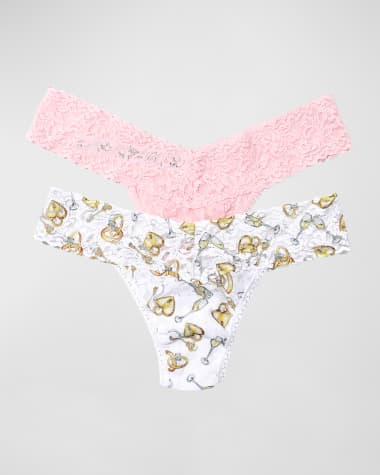 Hanky Panky Two-Pack Low-Rise Thongs in Floral Pattern