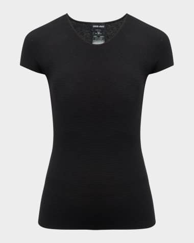 Giorgio Armani Scoop-Neck Short-Sleeve Tee, Black