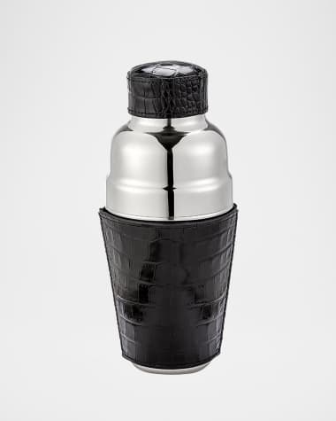 Graphic Image Croc-Embossed Leather & Stainless Steel Cocktail Shaker