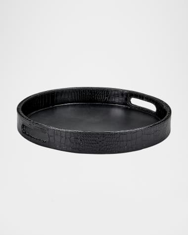 Graphic Image Round Leather Tray