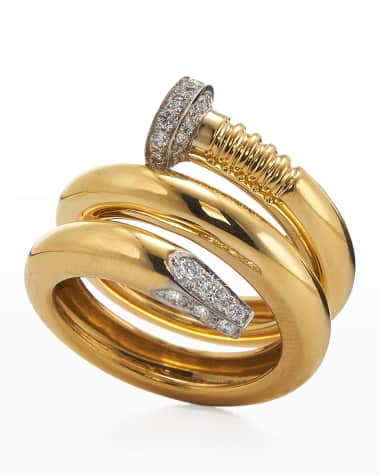 David Webb 18K Diamond Polished Nail Ring