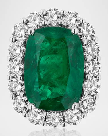 Andreoli Platinum Zambian Emerald and Diamond Ring, Size 6.5