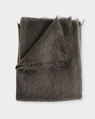 Evangeline Linens Mohair Throw, Bark