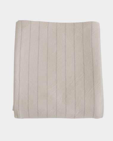 Evangeline Linens Pinstripe Herringbone Cotton Blanket, Classic Gray