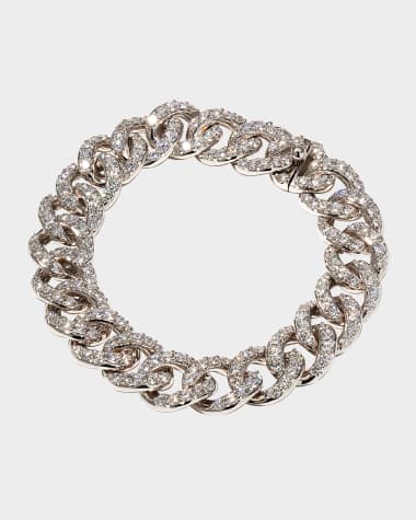 Leo Pizzo 18k White Gold Diamond Curb-Link Bracelet