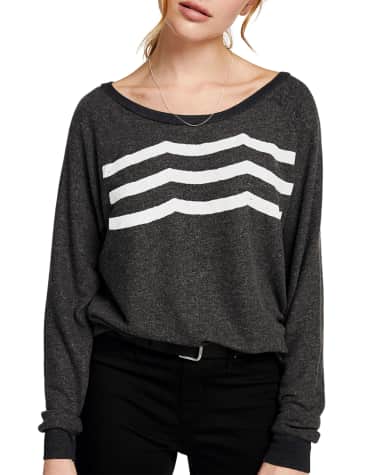Sol Angeles Waves Boat-Neck Long-Sleeve Pullover Top