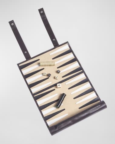 Brouk and Co Roll-Up Backgammon Travel Game Set in Vegan Leather