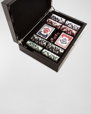 Brouk and Co 200-Chip High-Gloss Wood %26 Velvet Poker Set