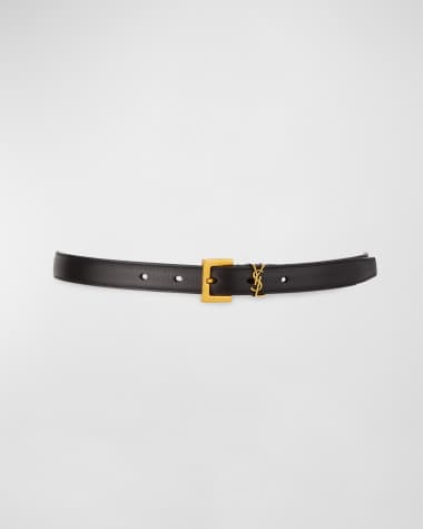 Saint Laurent Laque YSL Monogram Leather Belt