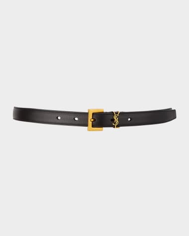 Saint Laurent YSL Monogram Leather Belt