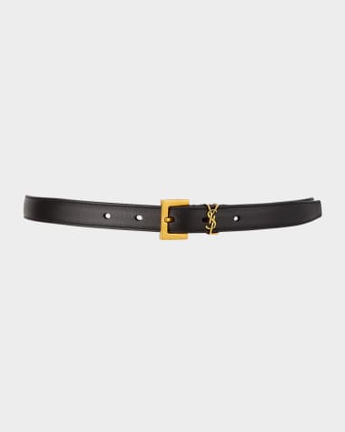 Saint Laurent Laque YSL Monogram Leather Belt