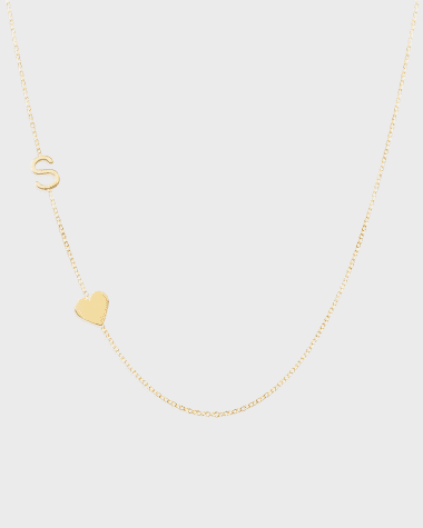 Maya Brenner Designs Personalized Mini One-Letter & Heart Pendant Necklace