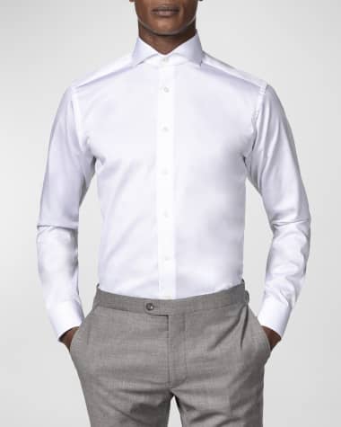Eton Men's Slim-Fit Twill Dress Shirt with Cutaway Collar